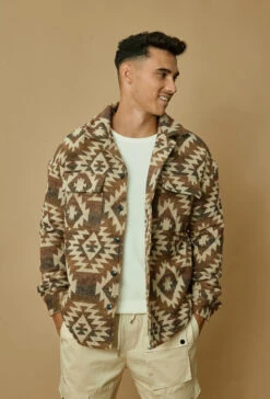 Frilivin 30 Surchemise Jacquard à Motif Aztèque